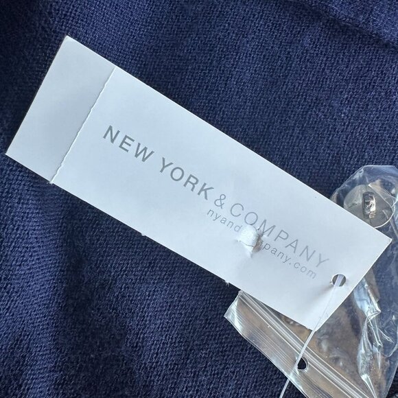 NWT New York & Company 7th Avenue Navy Blue Knit Button Cardigan Medium - Picture 6 of 9